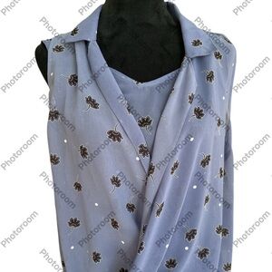 CAbi Blue Floral Blouse